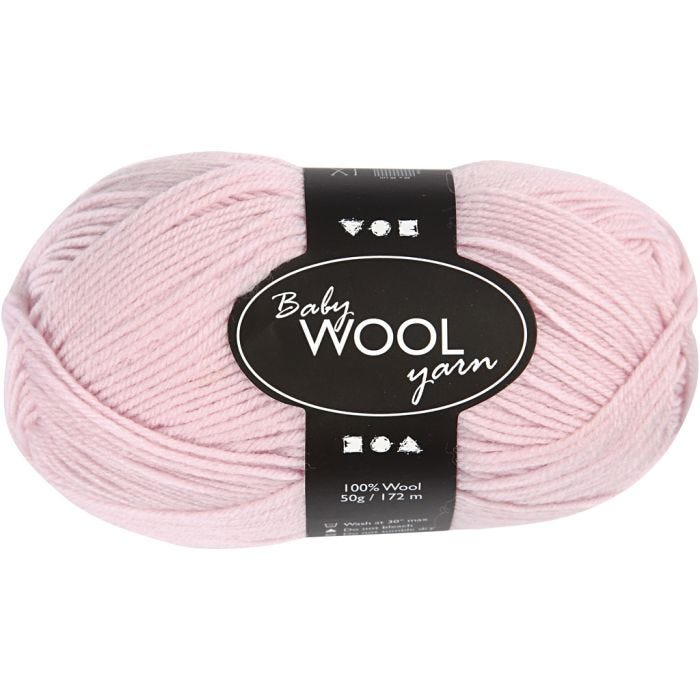Babygarn, L: 172 M, lys rosa, 50 g/ 1 ngl.