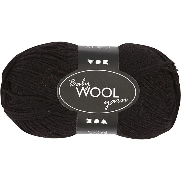 Babygarn, L: 172 M, sort, 50 g/ 1 ngl.