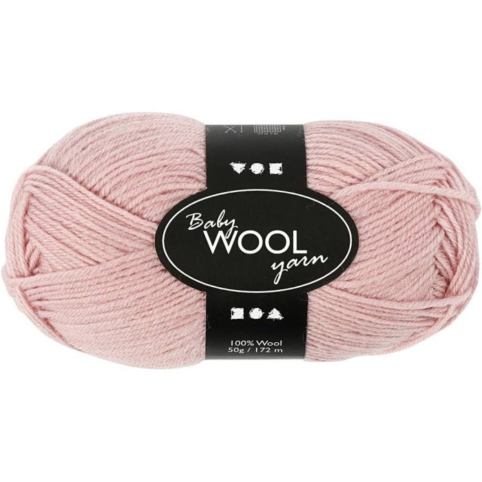Babygarn, L: 172 M, støvet rosa, 50 g/ 1 ngl.