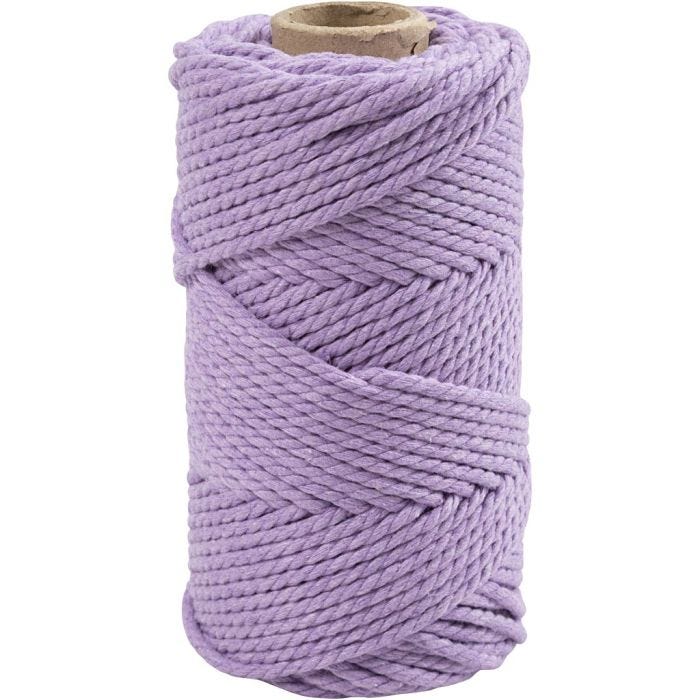 Macramé reb, L: 55 M, diam. 4 mm, lilla, 330 g/ 1 rl.