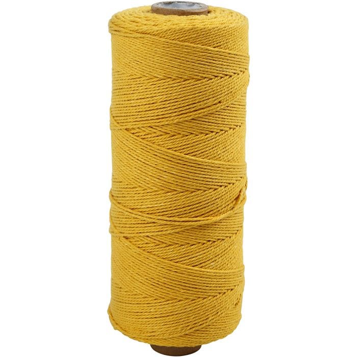 Knyttegarn, L: 315 M, tykkelse 1 mm, Tynd kvalitet 12/12, gul, 220 g/ 1 ngl.