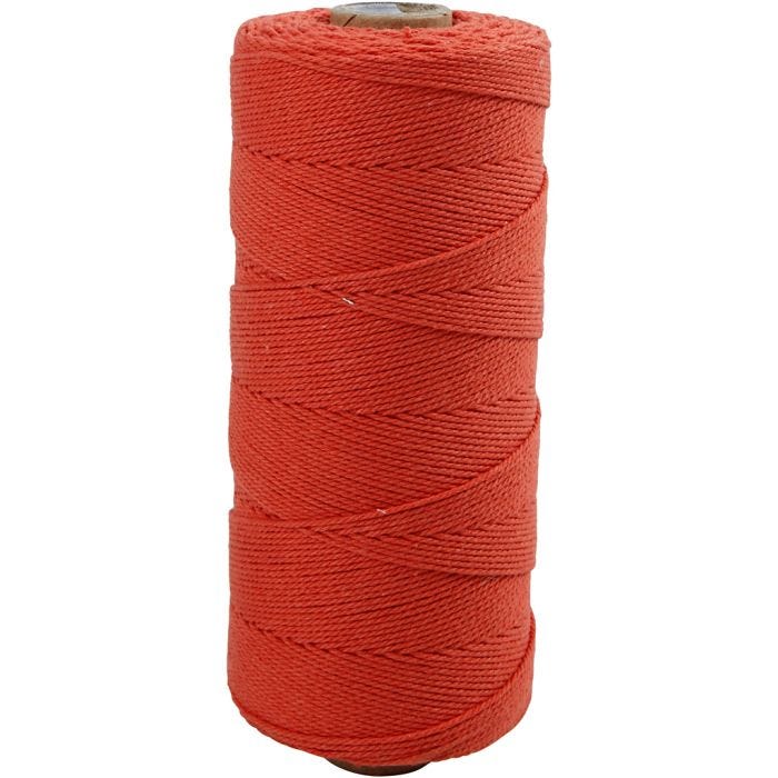 Knyttegarn, L: 315 M, tykkelse 1 mm, Tynd kvalitet 12/12, orange, 220 g/ 1 ngl.