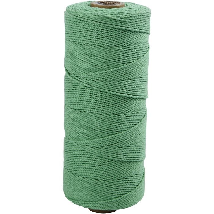 Knyttegarn, L: 315 M, tykkelse 1 mm, Tynd kvalitet 12/12, lys grøn, 220 g/ 1 ngl.