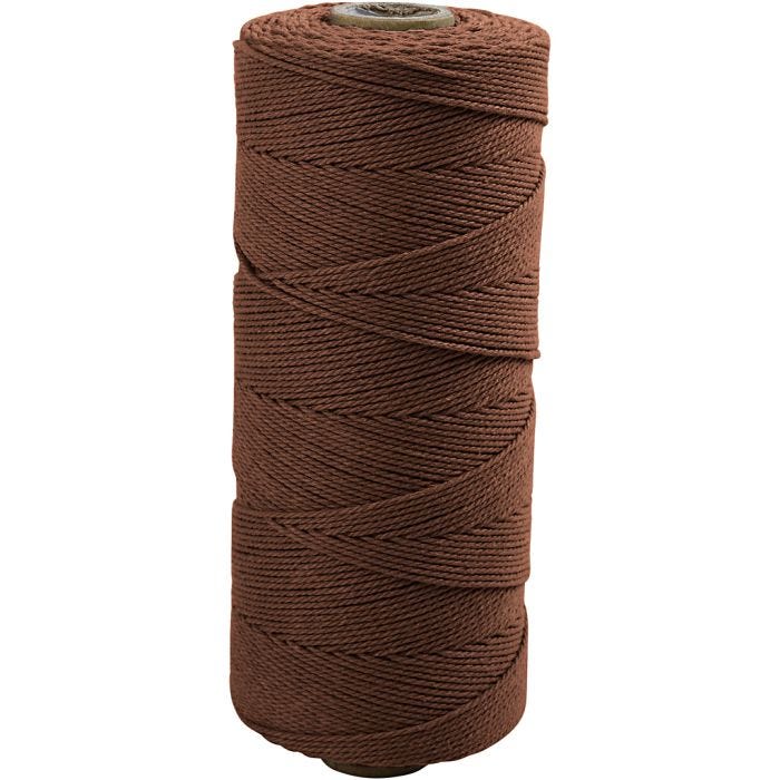 Knyttegarn, L: 315 M, tykkelse 1 mm, Tynd kvalitet 12/12, brun, 220 g/ 1 ngl.