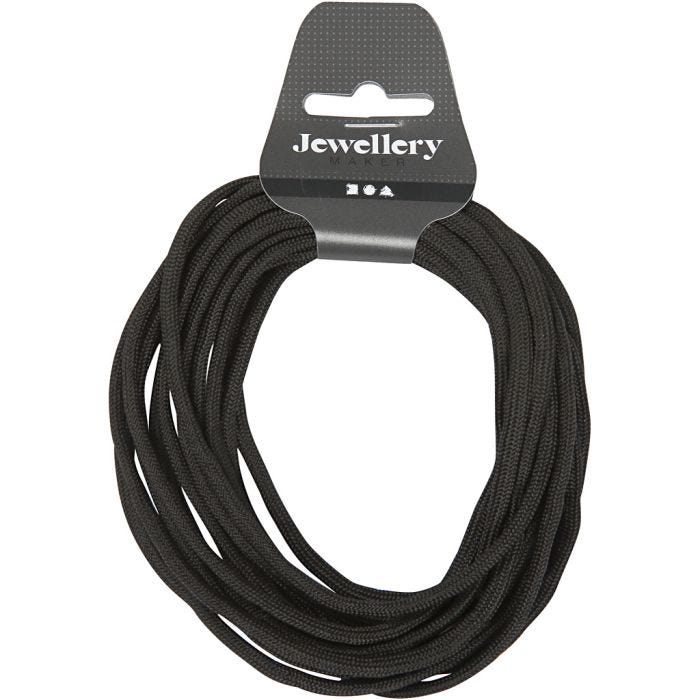 Imiteret Faldskærmsline, B: 5 mm, sort, 4 m/ 1 rl.
