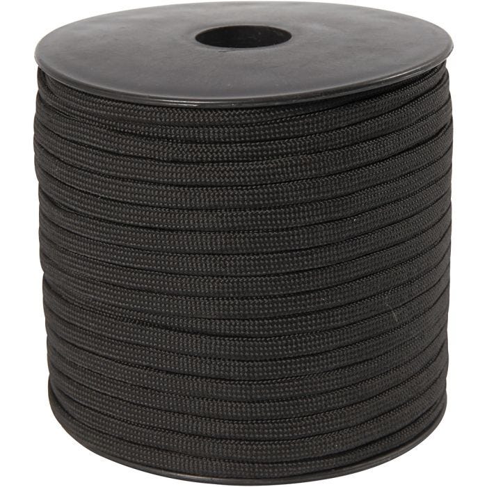 Imiteret Faldskærmsline, B: 5 mm, sort, 50 m/ 1 rl.