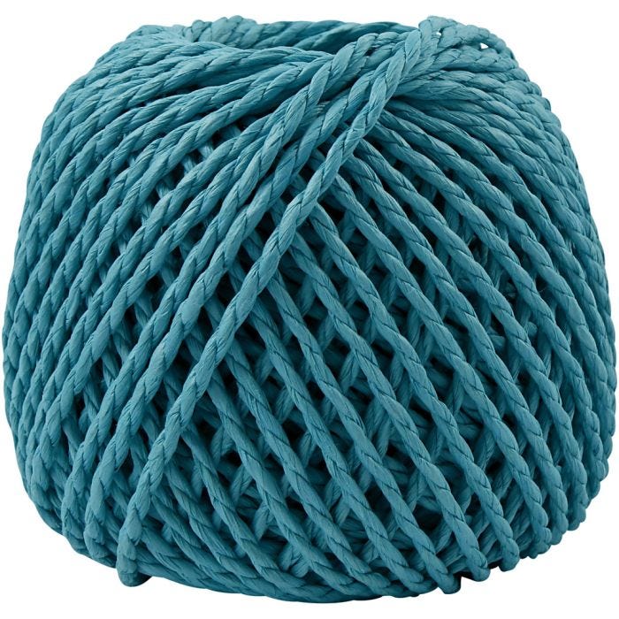 Papirgarn, tykkelse 2,5-3 mm, turkis, 150 g, 40 m/ 1 ngl.