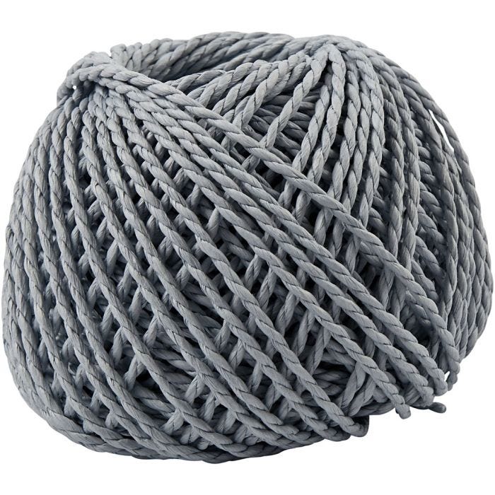 Papirgarn, tykkelse 2,5-3 mm, lyseblå, 150 g, 40 m/ 1 ngl.