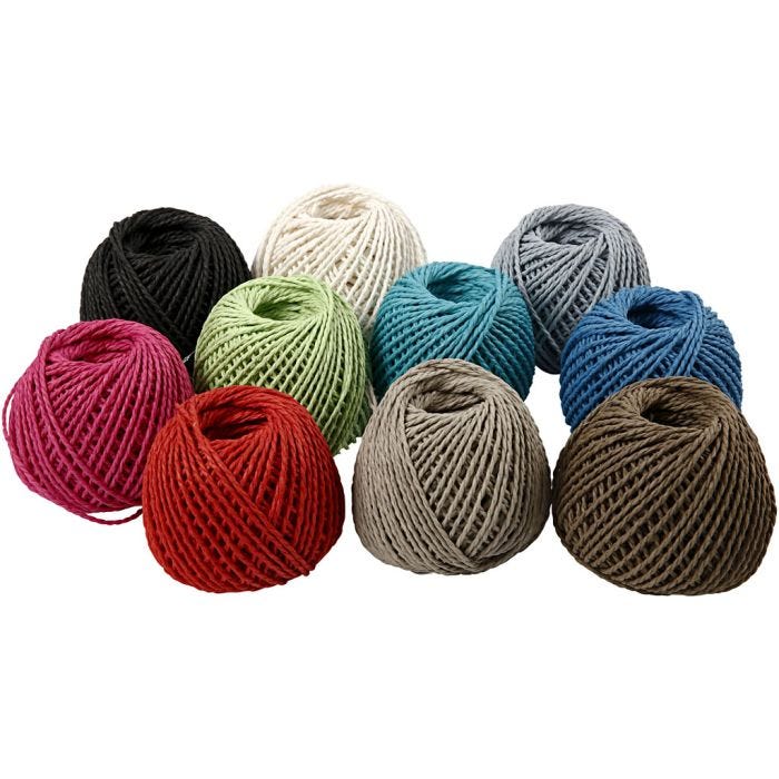 Papirgarn , tykkelse 2,5-3 mm, 10x150 g, 10x40 m/ 1 pk.