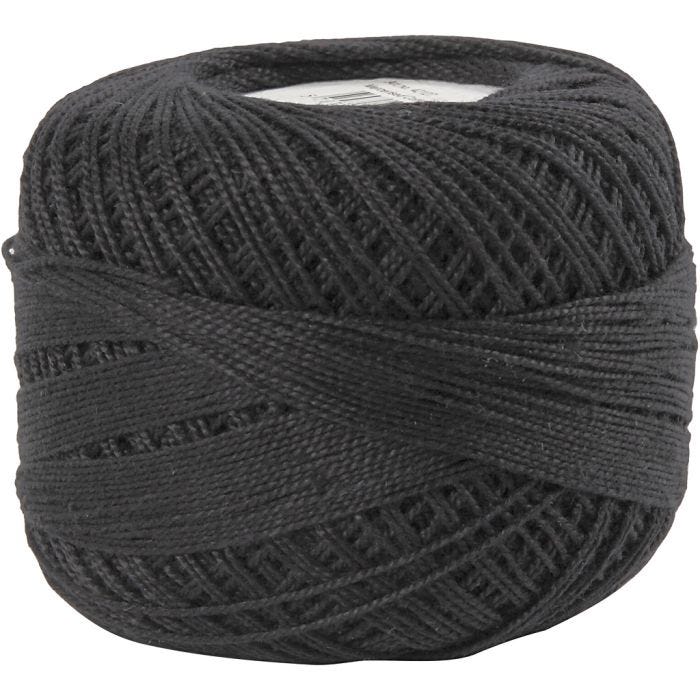 Merceriseret Bomuldsgarn, sort, 20 g/ 1 ngl.