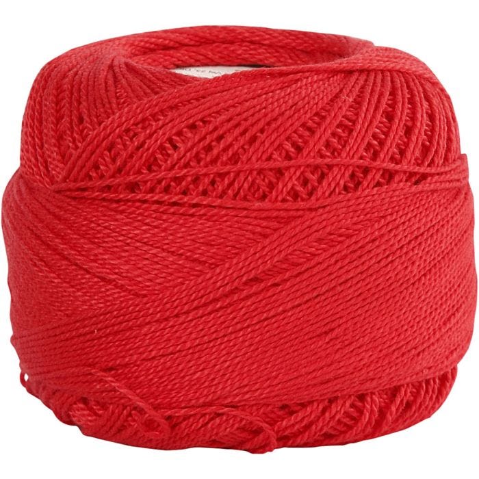 Merceriseret Bomuldsgarn, rød, 20 g/ 1 ngl.