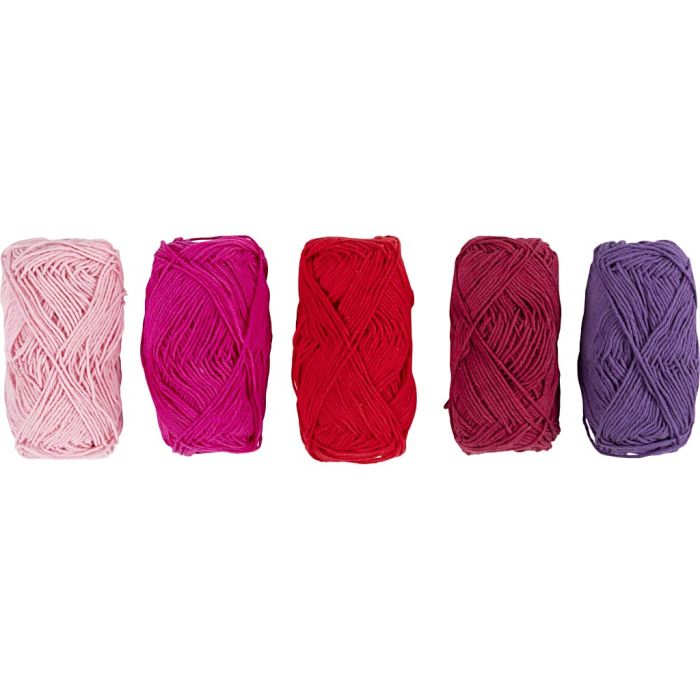 Bomuldsgarn, nr. 8/4, L: 5x50 M, lilla/pink harmoni, 5x20 g/ 1 pk.