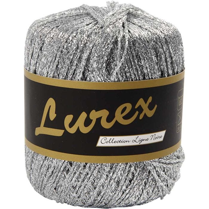Lurex Garn, L: 160 M, sølv, 25g/ 1 ngl.