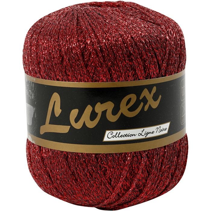 Lurex Garn, L: 160 M, rød, 25g/ 1 ngl.