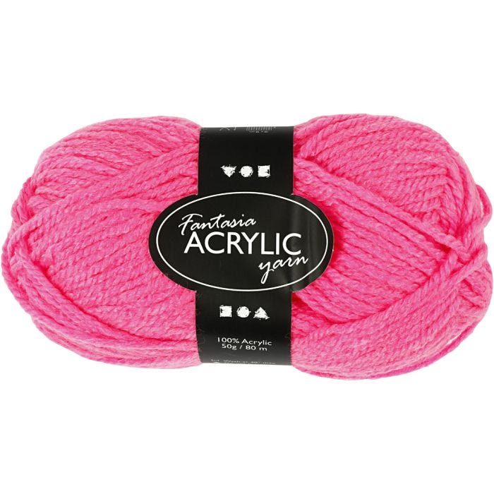 Fantasia Polyacrylgarn, L: 80 M, neon pink, 50 g/ 1 ngl.