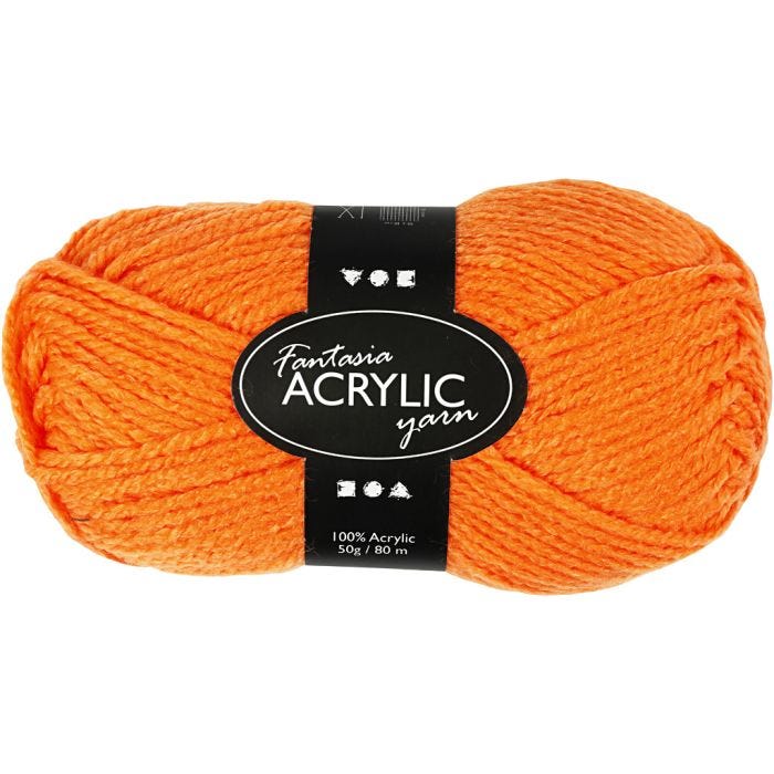 Fantasia Polyacrylgarn, L: 80 M, neon orange, 50 g/ 1 ngl.