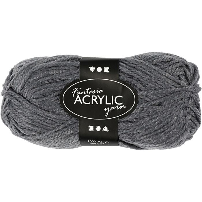 Fantasia Polyacrylgarn, L: 80 M, grå, 50 g/ 1 ngl.