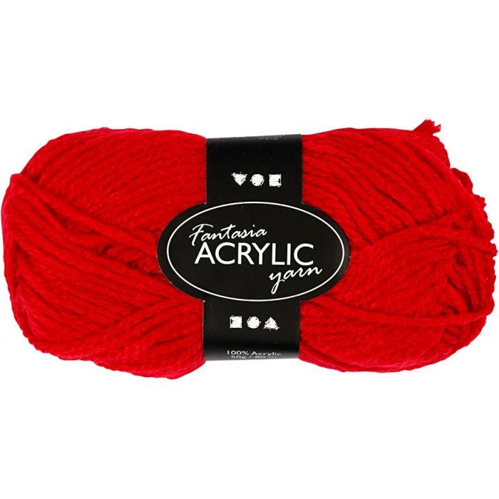 Fantasia Polyacrylgarn, L: 80 M, rød, 50 g/ 1 ngl.