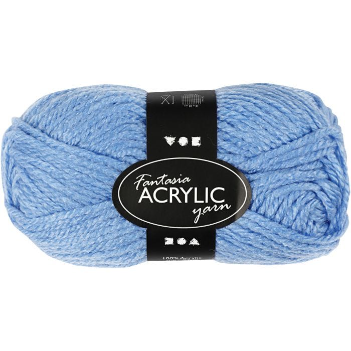 Fantasia Polyacrylgarn, L: 80 M, blå, 50 g/ 1 ngl.