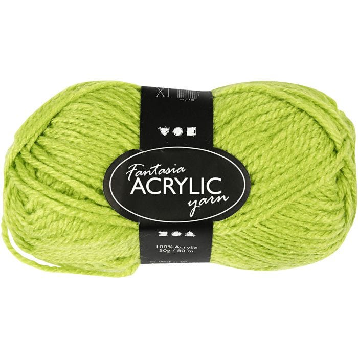 Fantasia Polyacrylgarn, L: 80 M, lys grøn, 50 g/ 1 ngl.