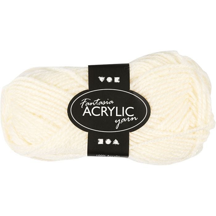 Fantasia Polyacrylgarn, L: 80 M, råhvid, 50 g/ 1 ngl.
