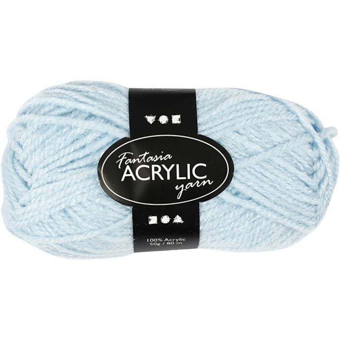 Fantasia Polyacrylgarn, L: 80 M, lyseblå, 50 g/ 1 ngl.