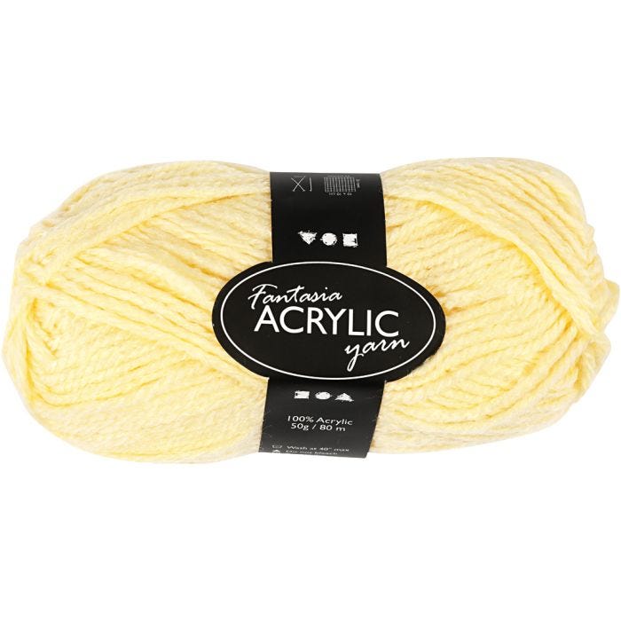 Fantasia Polyacrylgarn, L: 80 M, lys gul, 50 g/ 1 ngl.