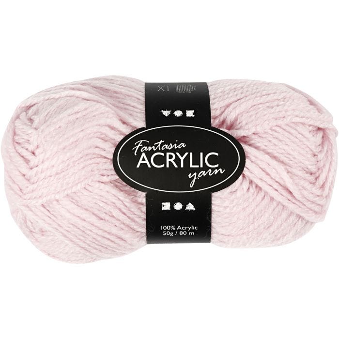 Fantasia Polyacrylgarn, L: 80 M, lyserød, 50 g/ 1 ngl.