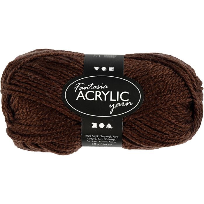 Fantasia Polyacrylgarn, L: 80 M, brun, 50 g/ 1 ngl.