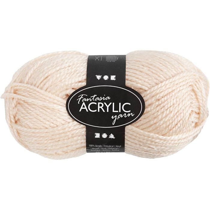 Fantasia Polyacrylgarn, L: 80 M, lys pudder, 50 g/ 1 ngl.