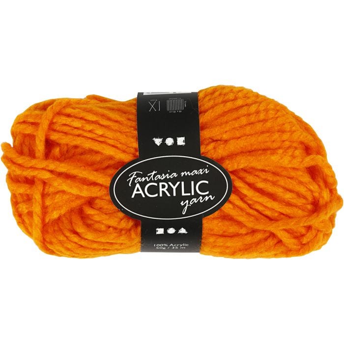 Fantasia Polyacrylgarn, L: 35 M, Maxi, neon orange, 50 g/ 1 ngl.