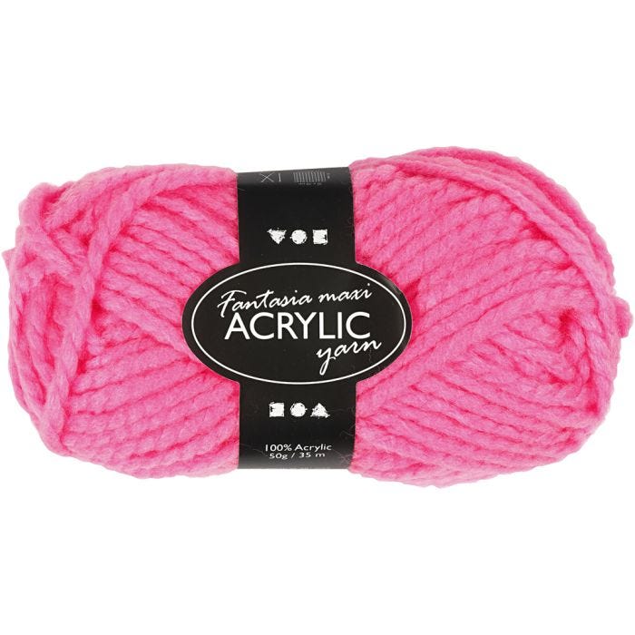 Fantasia Polyacrylgarn, L: 35 M, Maxi, neon pink, 50 g/ 1 ngl.