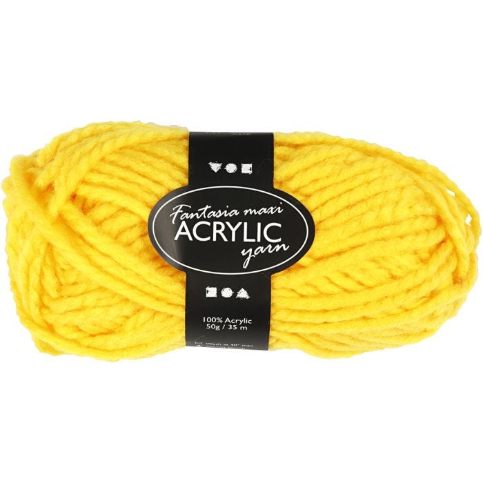 Fantasia Polyacrylgarn, L: 35 M, Maxi, gul, 50 g/ 1 ngl.