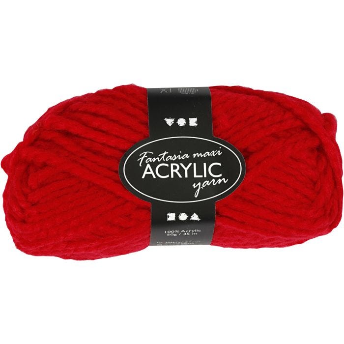 Fantasia Polyacrylgarn, L: 35 M, Maxi, rød, 50 g/ 1 ngl.
