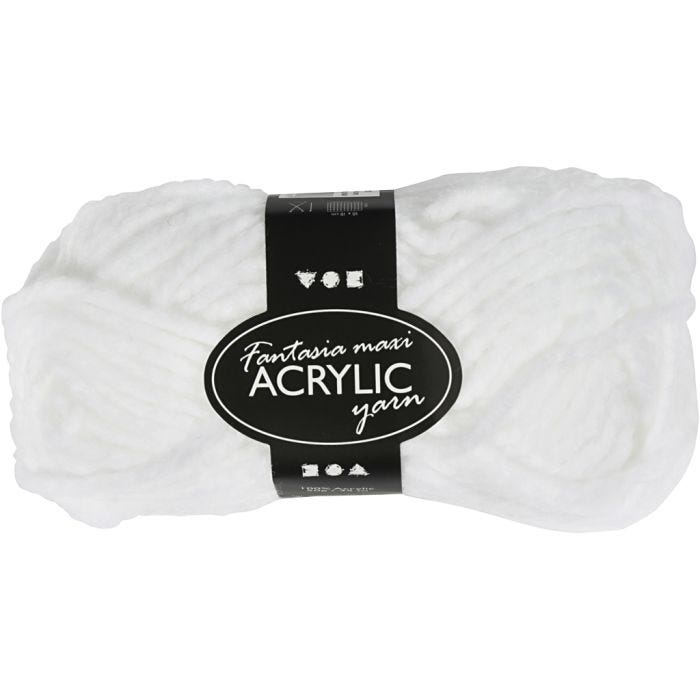 Fantasia Polyacrylgarn, L: 35 M, Maxi, hvid, 50 g/ 1 ngl.