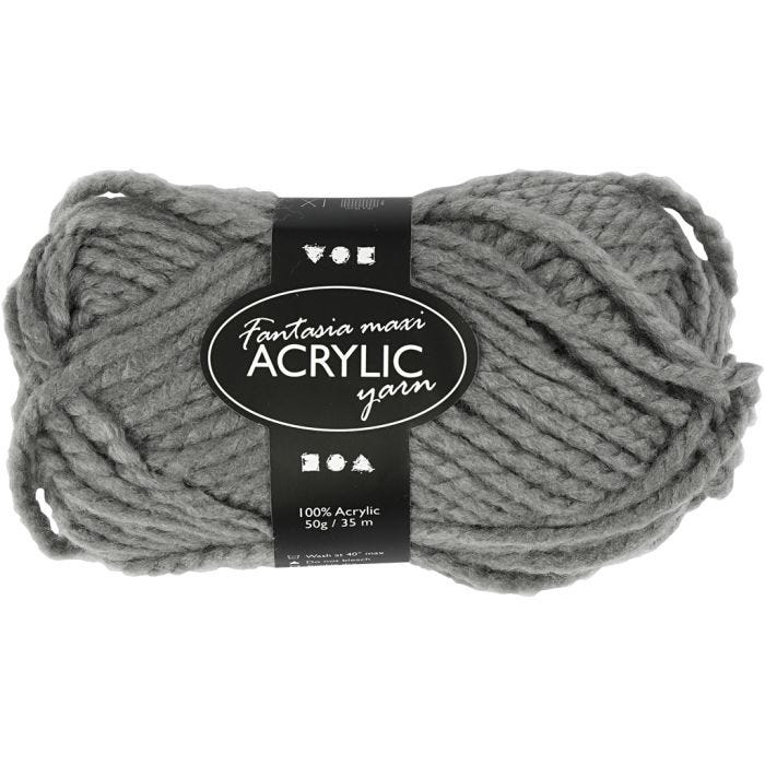 Fantasia Polyacrylgarn, L: 35 M, Maxi, grå, 50 g/ 1 ngl.