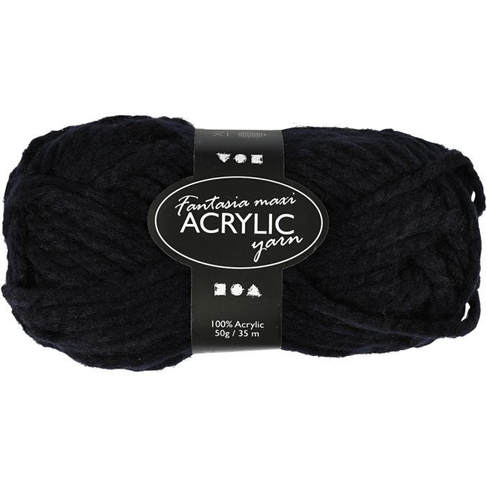 Fantasia Polyacrylgarn, L: 35 M, Maxi, sort, 50 g/ 1 ngl.