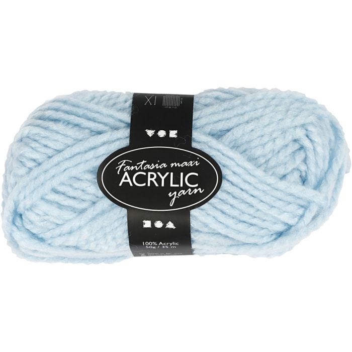 Fantasia Polyacrylgarn, L: 35 M, Maxi, lyseblå, 50 g/ 1 ngl.