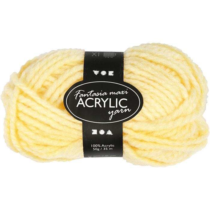 Fantasia Polyacrylgarn, L: 35 M, Maxi, lys gul, 50 g/ 1 ngl.