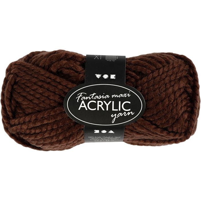 Fantasia Polyacrylgarn, L: 35 M, Maxi, brun, 50 g/ 1 ngl.