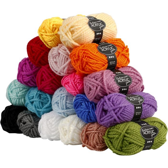 Fantasia Polyacrylgarn, L: 35 M, Maxi, ass. farver, 20x50 g/ 1 pk.