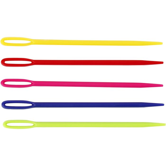 Strikkenål, L: 7 cm, ass. farver, 5 stk./ 1 pk.