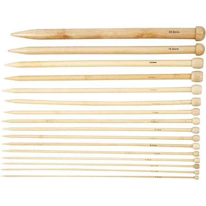 Strikkepinde, L: 35 cm, str. 2,5-20 mm, 16 par/ 1 pk.