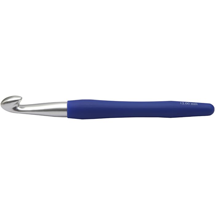 Hæklenål, nr. 12, L: 16 cm, str. 12 mm, blå, 1 stk.