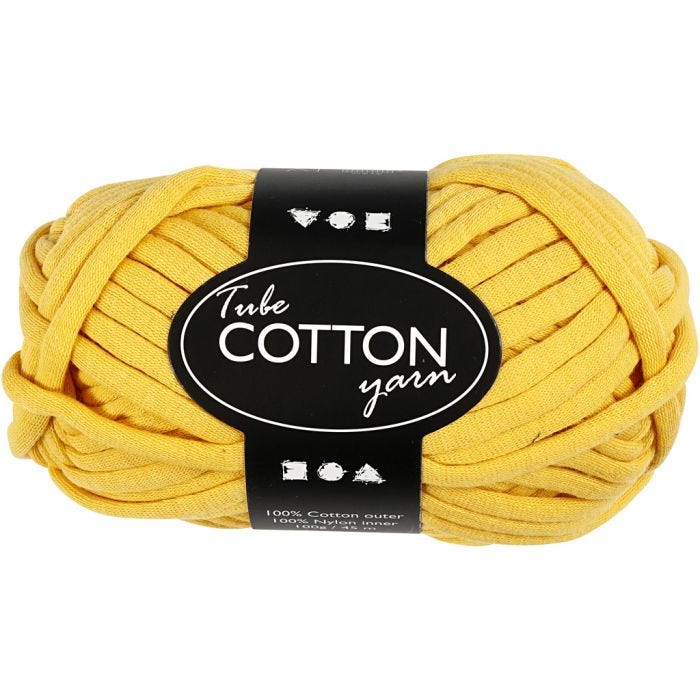 Tubegarn, 45 M, gul, 100g/ 1 ngl.