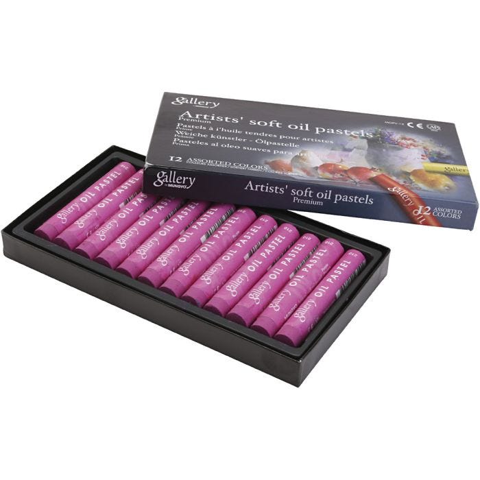 Gallery Oliepastel, L: 7 cm, diam. 11 mm, tykkelse 11 mm, purpur, 12 stk./ 1 pk.
