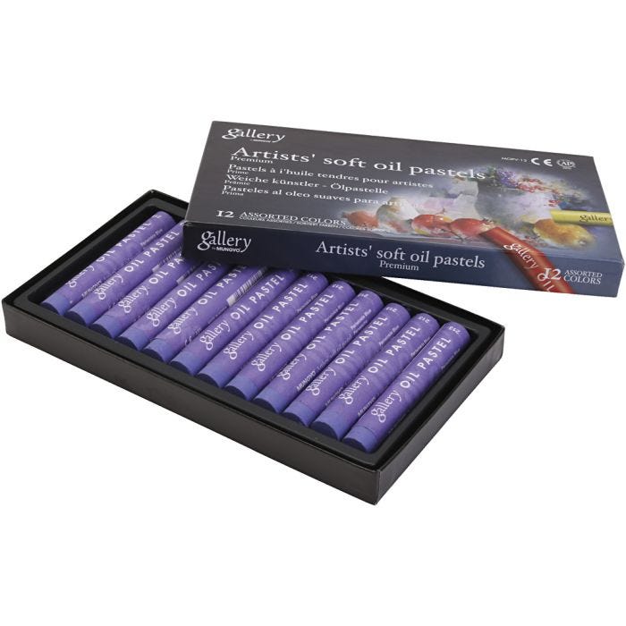 Gallery Oliepastel, L: 7 cm, diam. 11 mm, tykkelse 11 mm, violet, 12 stk./ 1 pk.
