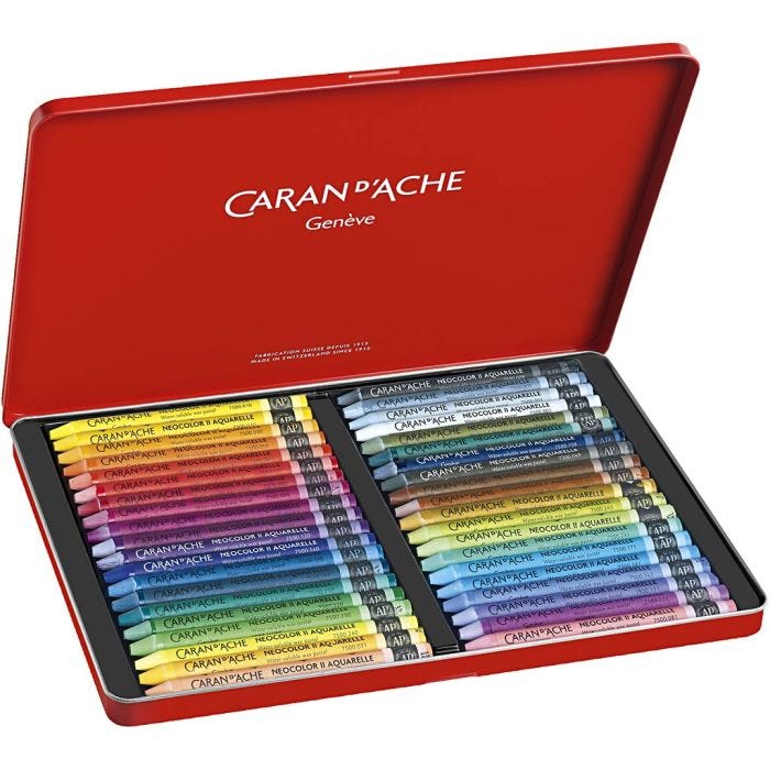 CARAN D’ACHE Neocolor II, klassesæt, L: 10 cm, tykkelse 8,5 mm, ass. farver, 40 ass./ 1 pk.