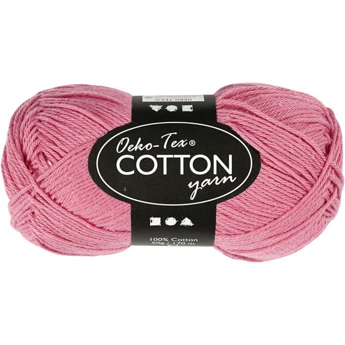 Bomuldsgarn, nr. 8/4, L: 170 M, mørk rosa, 50 g/ 1 ngl.