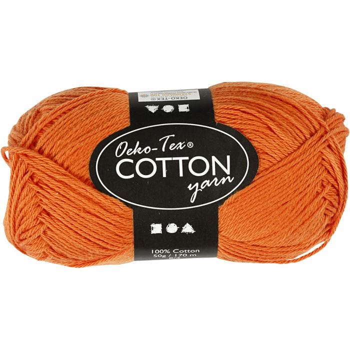 Bomuldsgarn, nr. 8/4, L: 170 M, orange, 50 g/ 1 ngl.